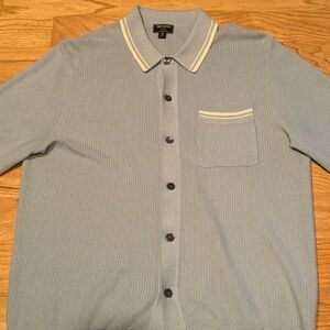 Todd Snyder Micro Mesh Full Placket Polo Steel Blue